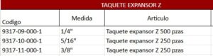 taquete expansor z